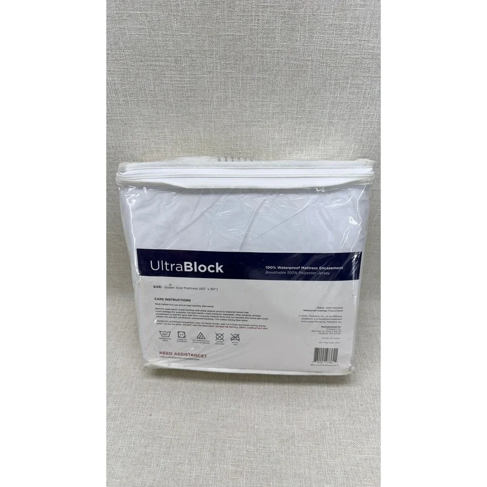 UltraBlock Queen Mattress Encasement & Deluxe Hotel‎ 6pc Sheet Set White New